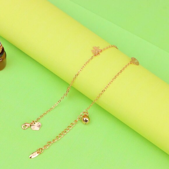 "Delicate Rose Gold Anklet with Lucky Charms & Adjustable Chain, XPAL1073 - Picture 10 of 12